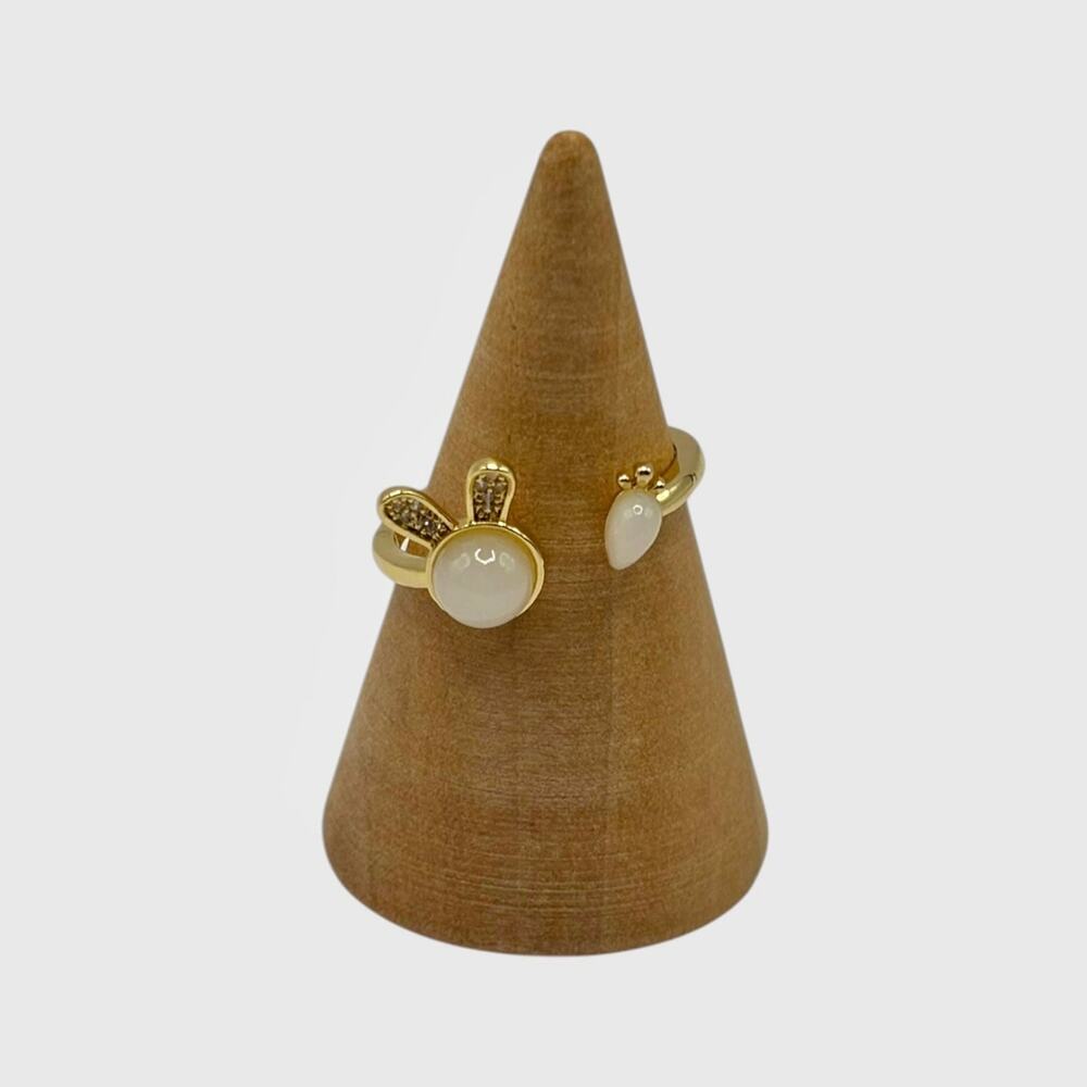 Golden Bunny & Carrot Adjustable Ring